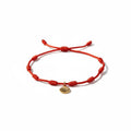 Bracelet rouge 7 nœuds avec Coquille Dorée