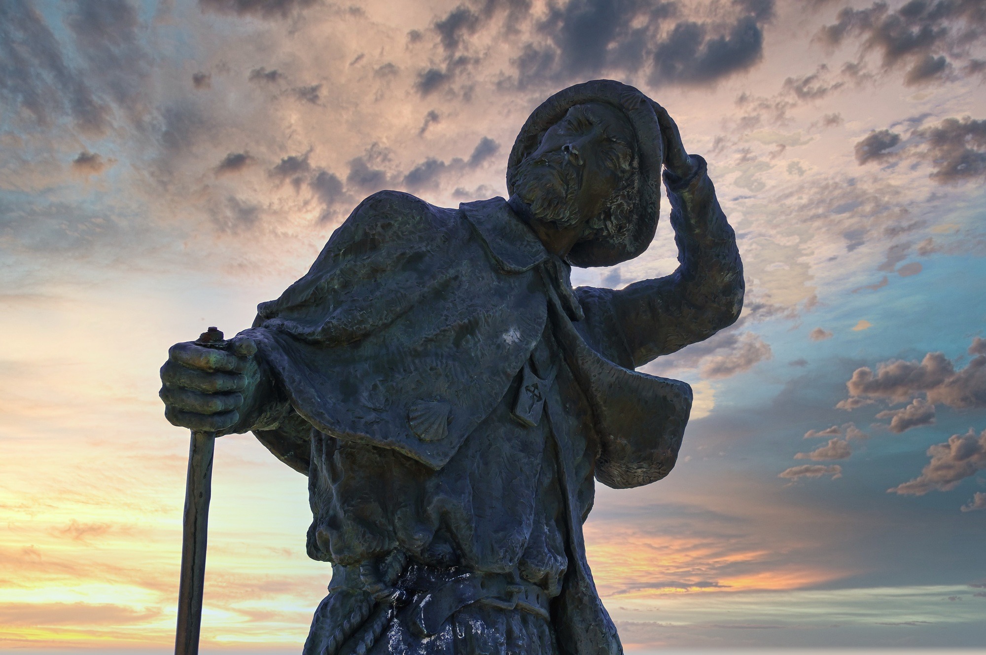 Monument to the pilgrim on the Camino de Santiago
